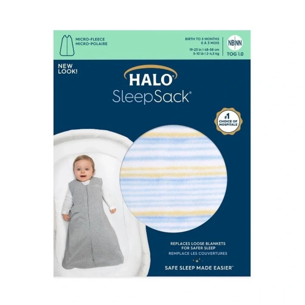 HALO Innovations SleepSack Wearable Blanket Micro Fleece - Multi Stripe Blue L